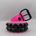 pink-real-leather-belt-with-two-rows-of-black-pyramid-studs