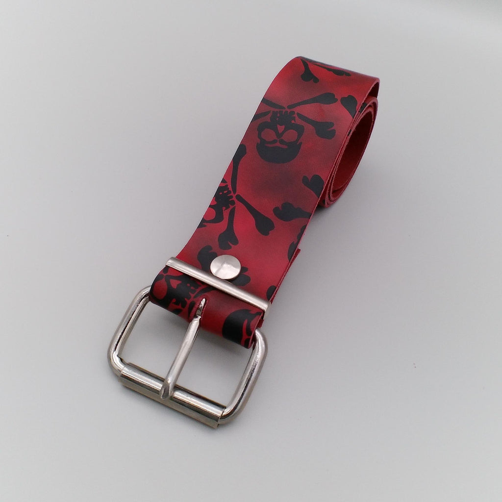 Belt 3-Row Pirate Design Red