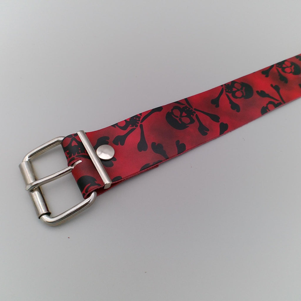 Belt 3-Row Pirate Design Red